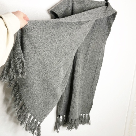 Icewear Eldey Woolen Scarf Gray Wool Angora Large Wrap Blanket Cable Knit - Picture 6 of 11